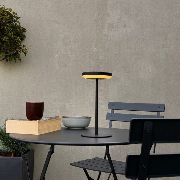 Dyberg Larsen LED-sončna namizna svetilka Otera, črna, 25 cm, IP44, Črna, Aluminij, Sodobni, Solarne luči