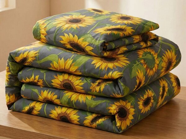 Bombažna posteljnina SUNFLOWER siva Dimenzije posteljnine: 70 x 90 cm | 140 x 200 cm