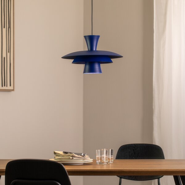 Luminex Visoka svetilka Plato, temno modra, kovina, Ø 38 cm, E27, zatemnjen, Modra, Dnevna soba / jedilnica, Kovina, Sodobni