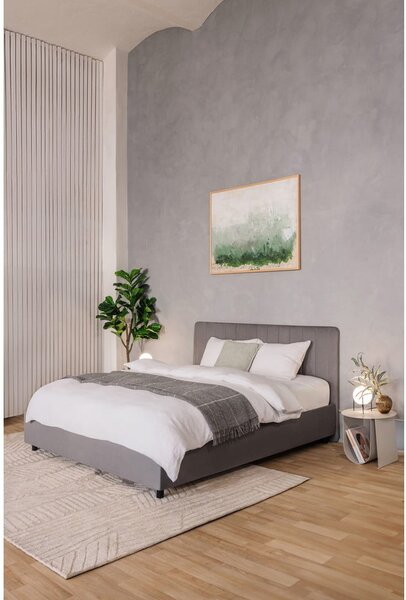 Siva oblazinjena zakonska postelja s prostorom za shranjevanje z letvenim dnom 160x200 cm Myra Slim Line – Bonami Selection