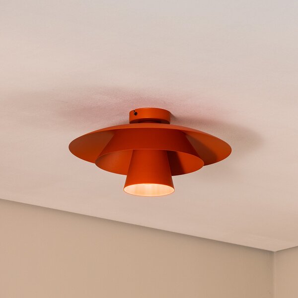 Luminex Stropna svetilka Plato, oranžna, kovina, Ø 38 cm, E27, zatemnjen, Oranžna, Dnevna soba / jedilnica, Kovina, Sodobni