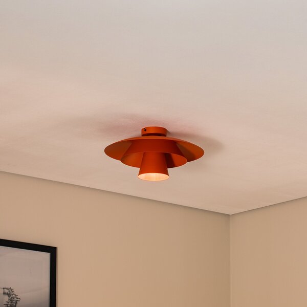 Luminex Stropna svetilka Plato, oranžna, kovina, Ø 38 cm, E27, zatemnjen, Oranžna, Dnevna soba / jedilnica, Kovina, Sodobni