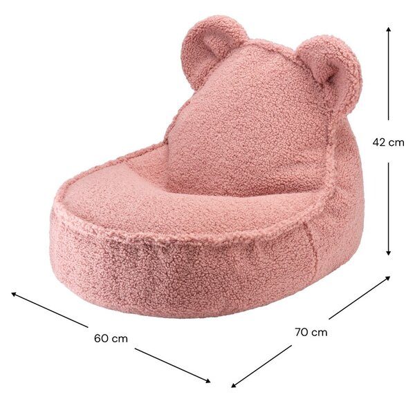 Rožnata otroška vreča za sedenje iz tkanine bouclé Bear – Wigiwama