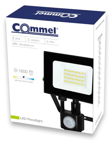 307-229 LED REFLEKTOR S SENZORJEM GIBANJA 20W/120 STOPINJ/1600LM/IP44/ČRNA 3856024402859