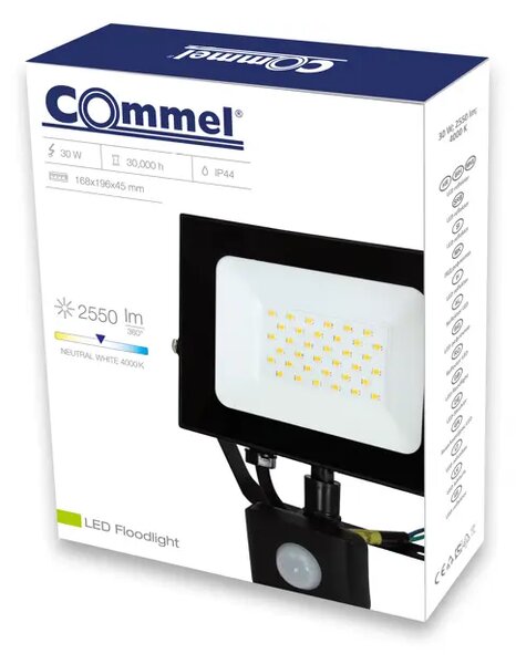 307-239 LED REFLEKTOR S SENZORJEM GIBANJA 120 STOPINJ/30W/4000K/2550L/IP44/ČRNA 3856024402873