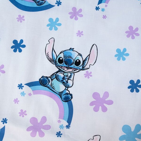 Bela/modra bombažna otroška posteljnina za otroško posteljico 135x100 cm Lilo and Stitch "Rainbow" – Jerry Fabrics