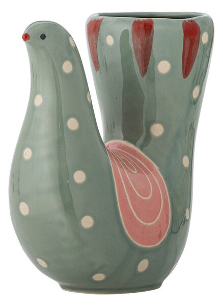 Zelena lončena ročno poslikana vaza (višina 19 cm) Trudy – Bloomingville