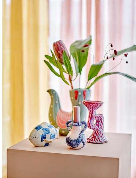 Zelena lončena ročno poslikana vaza (višina 19 cm) Trudy – Bloomingville