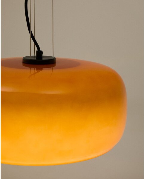 Oranžna LED viseča svetilka s steklenim senčilom ø 38 cm Reig – Kave Home