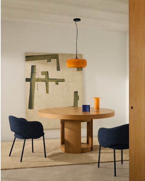 Oranžna LED viseča svetilka s steklenim senčilom ø 38 cm Reig – Kave Home