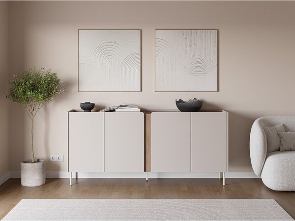 Kremno bela/naravna komoda v hrastovem dekorju 180x82x40 cm Lucile – Marckeric