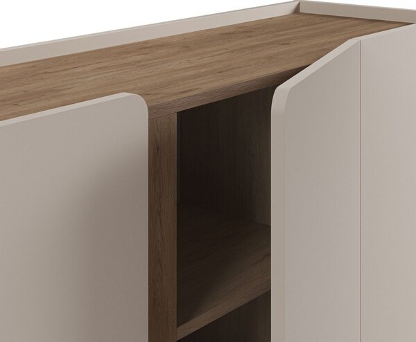 Kremno bela/naravna komoda v hrastovem dekorju 180x82x40 cm Lucile – Marckeric