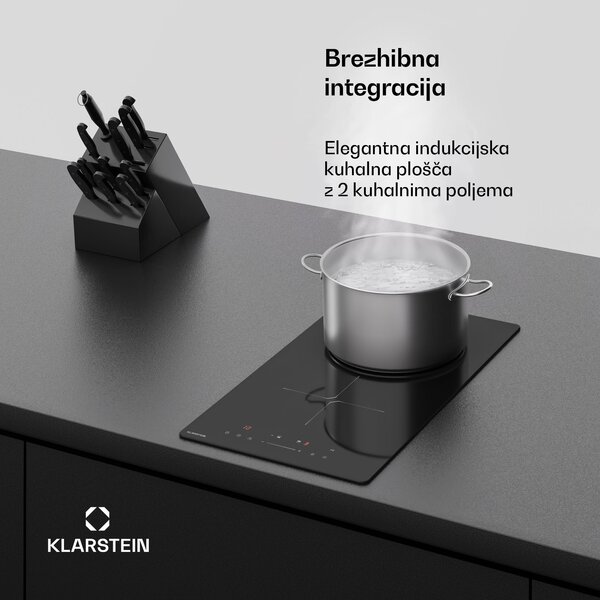 Klarstein PowerGlide indukcijska kuhalna plošča | Moderna, kompaktna in zmogljiva | 2 kuhališči | 3500 W | 30 cm