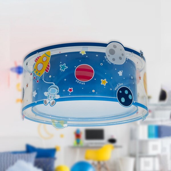 Dalber stropna svetilka PLANETS, pisana, vesoljski motiv, zatemnjen, Modra, Otroška soba, Plastika
