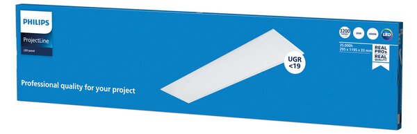 Philips ProjectLine LED-panel UGR<19 840 120x30cm, Bela, Študija / pisarna, Kovina, Vgradne luči kotne