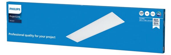 Philips ProjectLine LED plošča bela 4.000K 120x30cm, Bela, Študija / pisarna, Kovina, Vgradne luči kotne