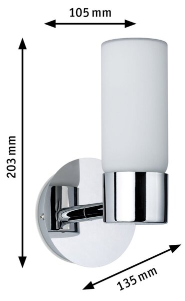 Paulmann Eleon stenska svetilka IP44 krom/opal 1-svetloba, zatemnjen, Kovinska, Kopalnica, Kovina, Sodobni