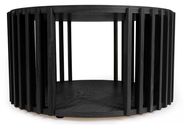 Črna hrastova mizica Woodman Drum, ø 83 cm