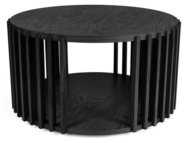 Črna hrastova mizica Woodman Drum, ø 83 cm