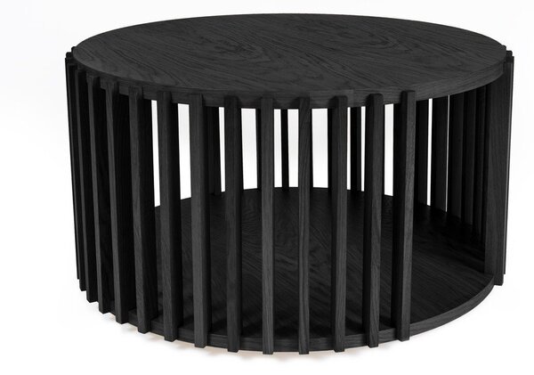 Črna hrastova mizica Woodman Drum, ø 83 cm