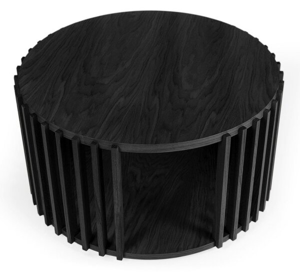 Črna hrastova mizica Woodman Drum, ø 83 cm
