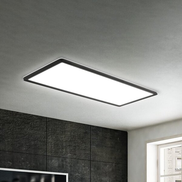 Briloner LED plošča za površinsko montažo Slim 58x20cm vklop/izklop 4.000K črna, Črna, Študija / pisarna, Plastika, Sodobni
