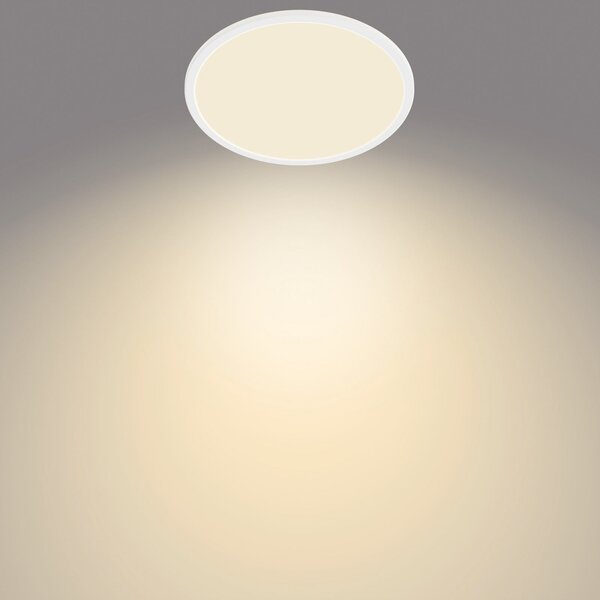Philips SuperSlim LED IP44 2.700K Ø 29,5cm bela, zatemnjen, Bela, Kopalnica, Kovina