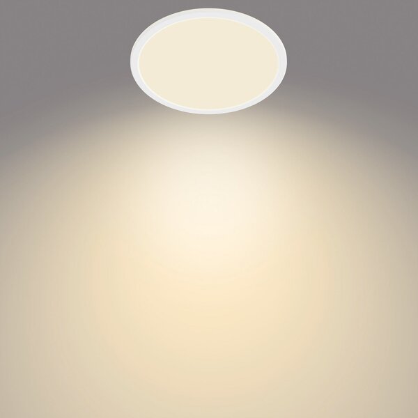 Philips SuperSlim LED IP44 2.700K Ø 24,5cm bela, zatemnjen, Bela, Kopalnica, Kovina