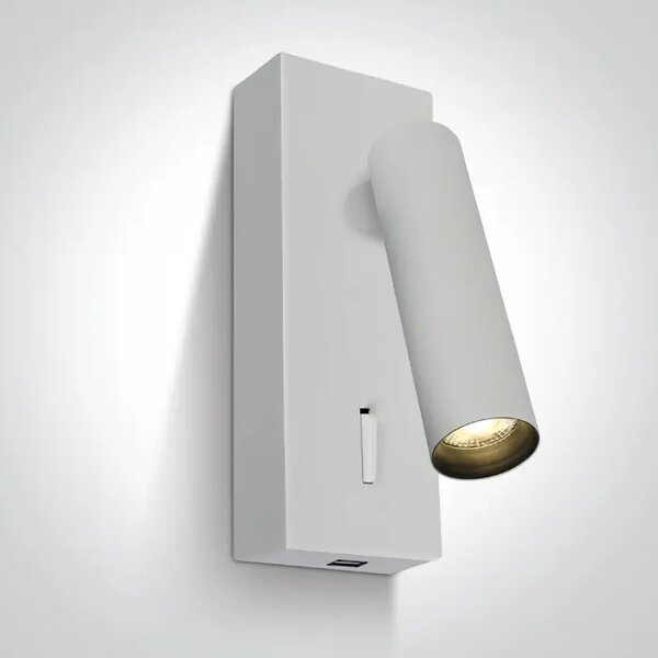 STENSKA SVETILKA LED 3W/3000K/150lm/USB/BELA DM65746A/W/W