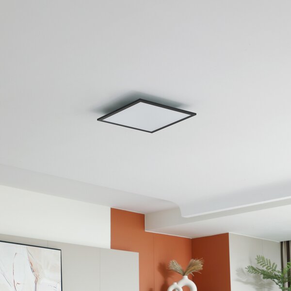 Lindby LED plošča Enhife, črna, 40 x cm, kovinska, 4.000K, Črna, Študija / pisarna, Aluminij, Sodobni