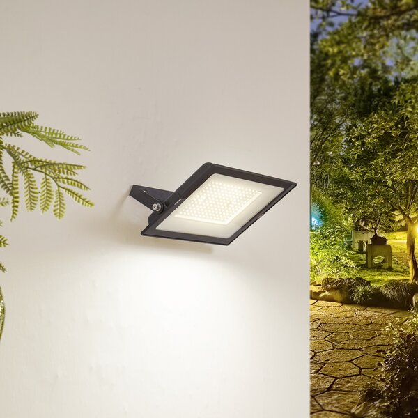 PRIOS Prios LED zunanji reflektor Maikel, 150W, 12000lm, kovinski, Črna, Aluminij, Sodobni, Stenska kotna