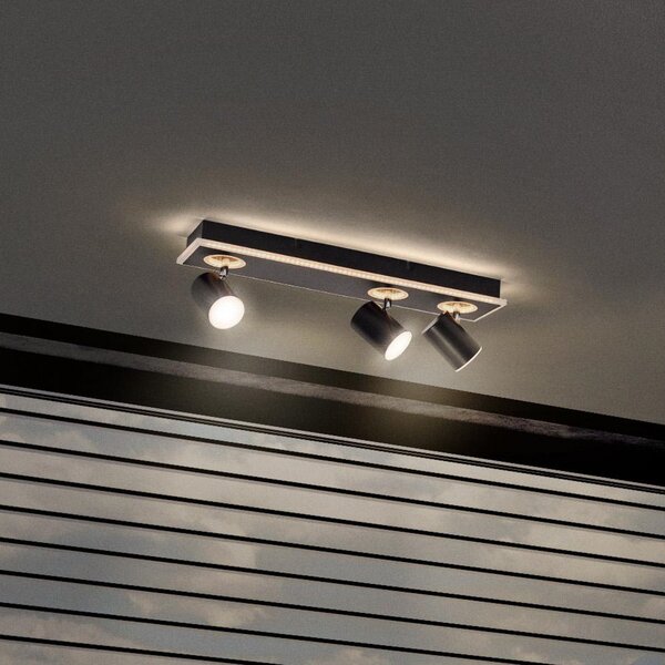 LEDVANCE LED stropni reflektor Mars, 4-svetlobni, 3 točke, črn, Črna, Dnevna soba / jedilnica, Kovina