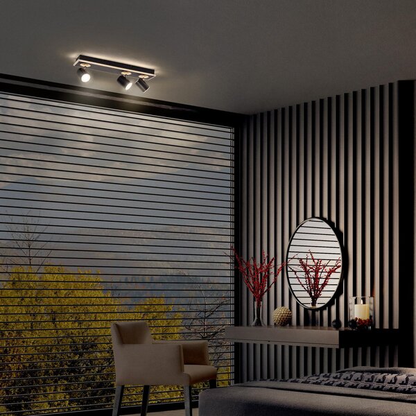 LEDVANCE LED stropni reflektor Mars, 4-svetlobni, 3 točke, črn, Črna, Dnevna soba / jedilnica, Kovina