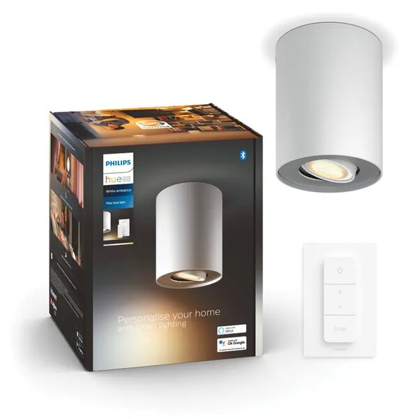 STROPNA SVETILKA Pillar Hue BELA 1x5W 2200-6500K + DALJINSKI UPRAVLJALNIK 8719514338487