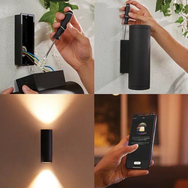 Stenska svetilka PHILIPS HUE WACA EU, črna, 2x 8718696174371