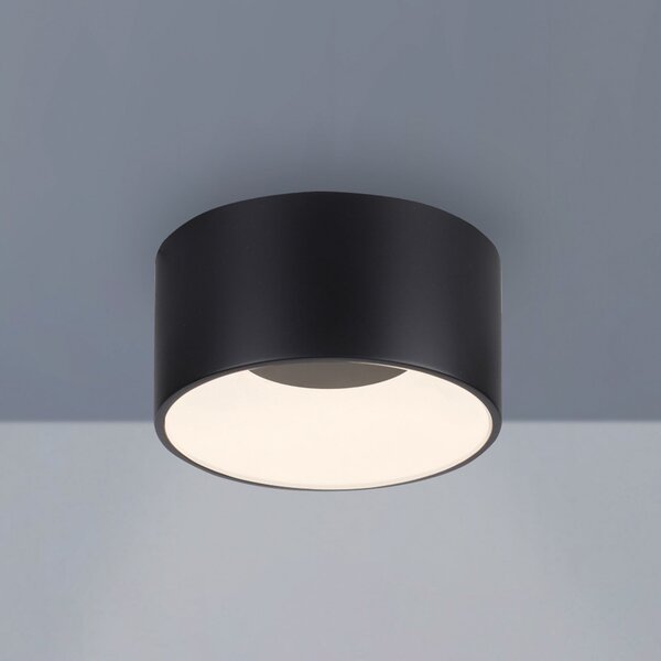 JUST LIGHT. GmbH LED stropna svetilka Tanika črna, Ø16 cm, z možnostjo, zatemnjen, Črna, Dnevna soba / jedilnica, Plastika, Sodobni