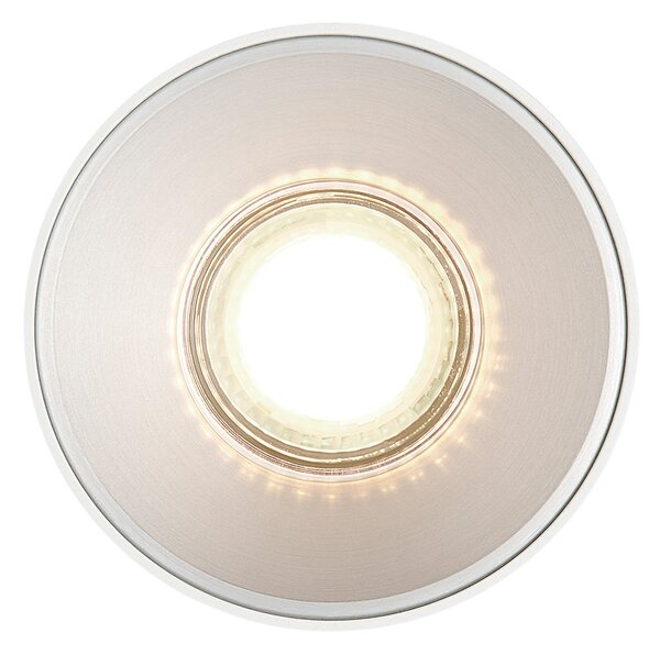 Nordlux Downlight Pitcher, bela/srebrna, 1-žarilna, kovina, GU10, zatemnjen, Bela, Dnevna soba / jedilnica, Kovina, Sodobni