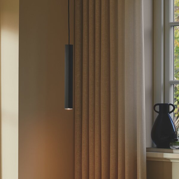 Nordlux Obesek Vico, kovinsko senčilo, enojna luč, črna, zatemnjen, Črna, Dnevna soba / jedilnica, Aluminij
