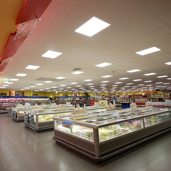 DOTLUX LED plošča FLATugr, bela, 62 x cm, kovinska, 36 W CCT, zatemnjen, Bela, Študija / pisarna, Aluminij, Vgradne luči kotne