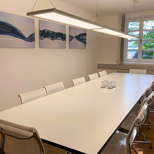 DOTLUX LED viseča svetilka OFFICE bela 120 x 30 cm CCT 54 W dim, zatemnjen, Bela, Študija / pisarna, Aluminij, Sodobni