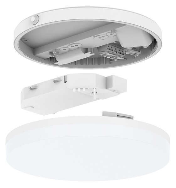 DOTLUX LED stropna svetilka SURFACE, Ø 25 cm, bela, PC, CCT, IP54, Bela, Kopalnica, Plastika