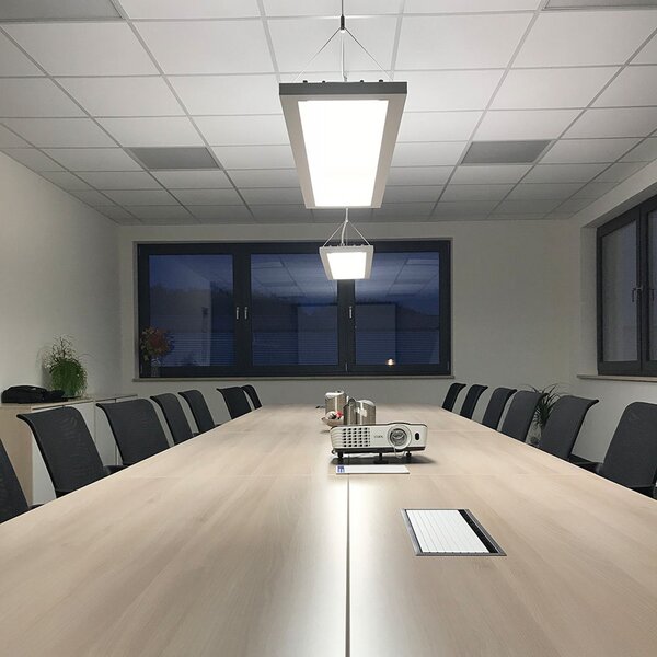 DOTLUX LED viseča svetilka OFFICE bela 120 x 30 cm CCT 54 W dim, zatemnjen, Bela, Študija / pisarna, Aluminij, Sodobni