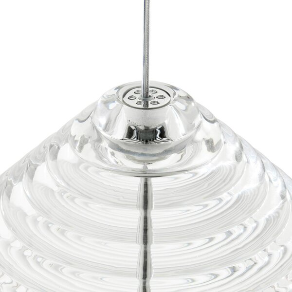 Tom Dixon LED obesna svetilka Press Cone, prozorna, Ø 34 cm, 927, zatemnjen, Prozorna, Dnevna soba / jedilnica, Steklo, Dizajn