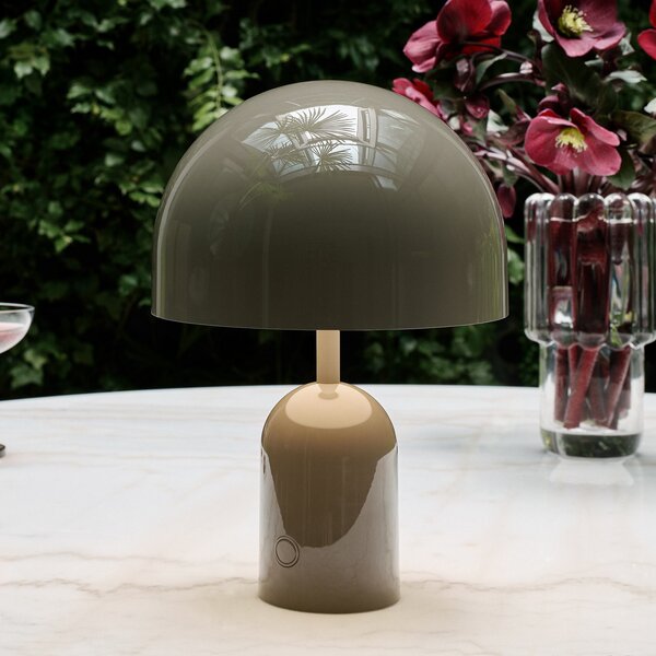 Tom Dixon Akku-namizna svetilka BELL PORTABLE, taupe, 28 cm IP44, zatemnjen, Siva, Dnevna soba / jedilnica, Plastika, Dizajn