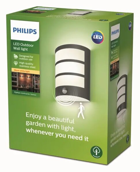 ZUNANJA STENSKA SVETILKA Python IR LED antracit 1x6W 27K HV 8719514417632