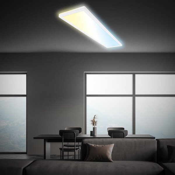 Briloner LED plošča Tava CCT, bela, 98 x 20 cm, osvetlitev, plastika, zatemnjen, Bela, Študija / pisarna, Plastika