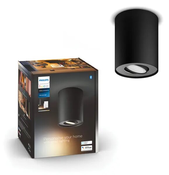 STROPNA SVETILKA Pillar Hue ČRNA 1x5W 2200-6500K + DALJINSKI UPRAVLJALNIK 8719514338449