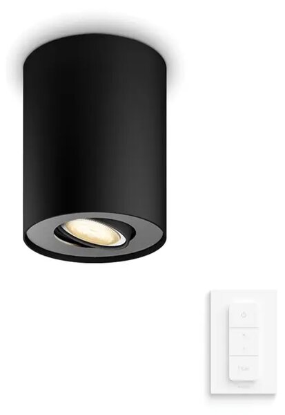 STROPNA SVETILKA Pillar Hue ČRNA 1x5W 2200-6500K + DALJINSKI UPRAVLJALNIK 8719514338449