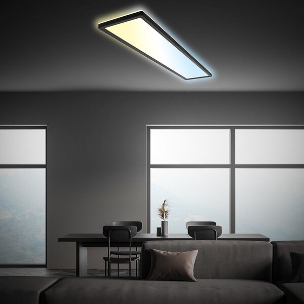 Briloner LED plošča Tava CCT, črna, 98 x 20 cm osvetlitev iz plastike, zatemnjen, Črna, Študija / pisarna, Plastika
