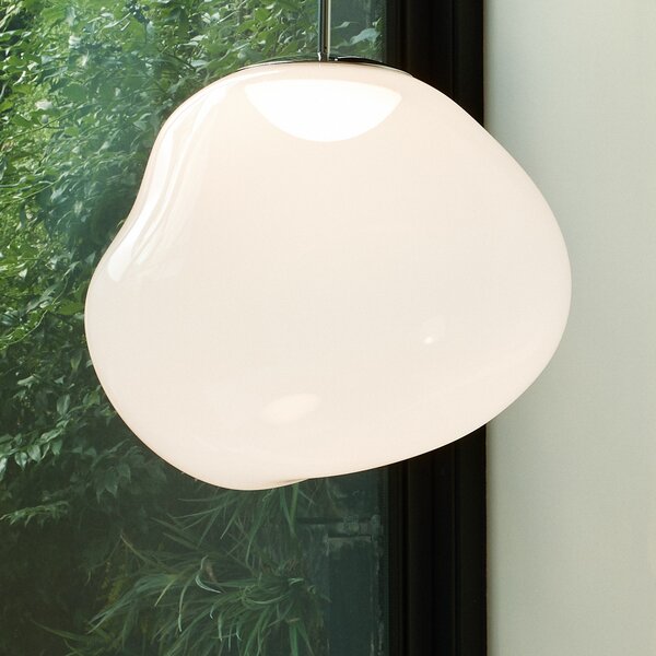 Tom Dixon LED viseča svetilka Melt, Ø 28 cm, opal/zlata barva, zatemnjen, Bela, Dnevna soba / jedilnica, Plastika, Dizajn